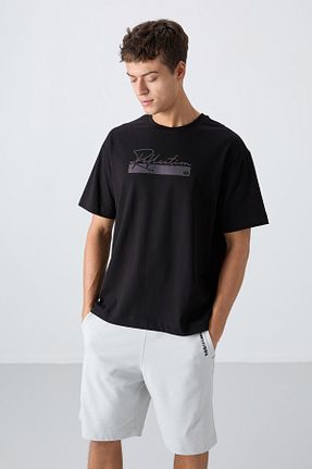 تیشرت مشکی مردانه اورسایز TOMMY LIFE - کد 817831919