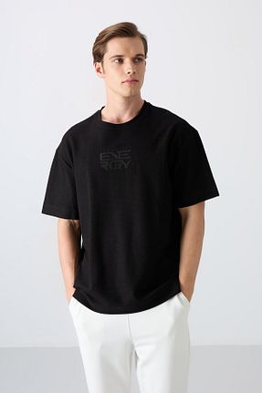 تیشرت مشکی مردانه اورسایز TOMMY LIFE - کد 813086168