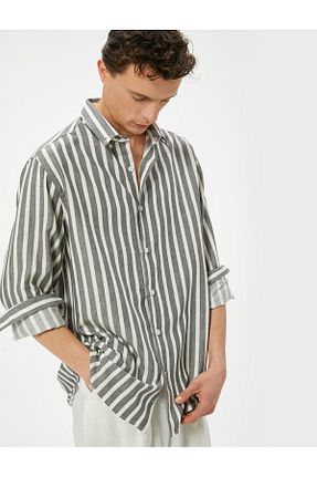 پیراهن قهوه ای مردانه اسلیم Koton - کد 806401321