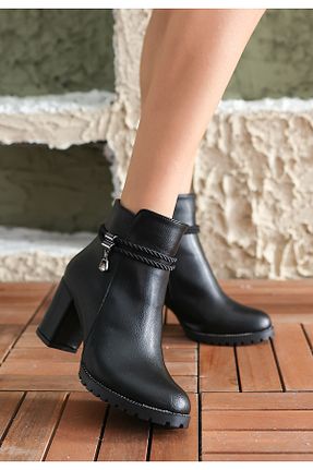بوت / نیم بوت مشکی زنانه چرم مصنوعی rahad moda - کد 762285348