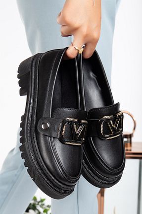 کفش لوفر مشکی زنانه چرم مصنوعی moun shoes - کد 863810793