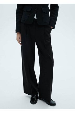 شلوار مشکی زنانه الاستین MANGO - کد 858439845