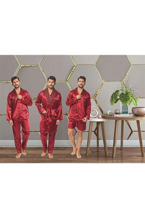 ست لباس راحتی زرشکی مردانه ساده JESTİNA - کد 344027501