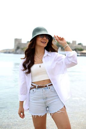 پیراهن سفید زنانه اورسایز LARİSA COLLECTİON - کد 863845914
