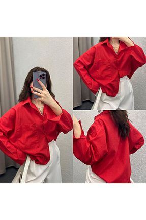 پیراهن قرمز زنانه اورسایز LARİSA COLLECTİON - کد 863817102