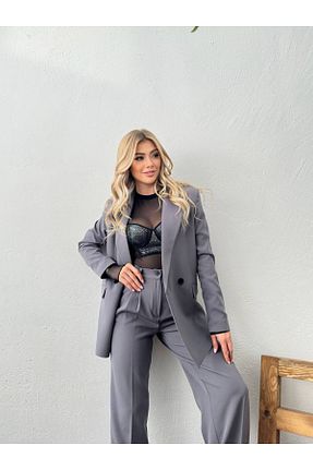 ست بالاتنه و پائین تنه طوسی زنانه بافتنی cn novembersun - کد 863845649