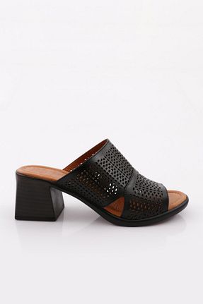 دمپائی مشکی زنانه چرم خالص Dgn - کد 736226178