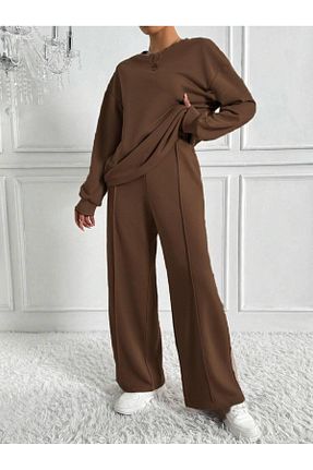 ست بالاتنه و پائین تنه قهوه ای زنانه بافت MANCY - کد 895639741