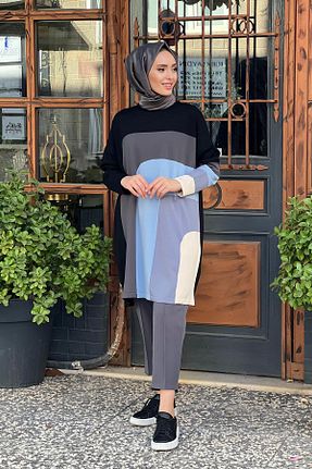 تونیک حجاب مشکی زنانه مخلوط ویسکون Invee - کد 863914269