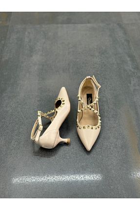 کفش مجلسی بژ زنانه پاشنه نازک DİVA - کد 863923824