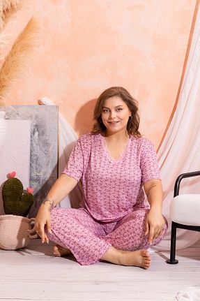 ست لباس راحتی صورتی زنانه طرح دار Nisanca - کد 849961745