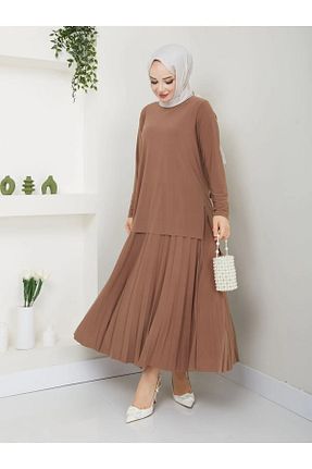 ست بالاتنه و پائین تنه حجاب قهوه ای زنانه سایز بزرگ modamira - کد 864011373