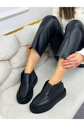 بوت / نیم بوت مشکی زنانه پاشنه تخت ERVANIN BUTİĞİ - کد 786106679