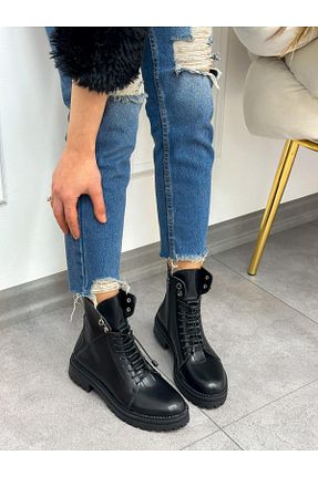 بوت / نیم بوت مشکی زنانه پاشنه تخت ERVANIN BUTİĞİ - کد 789273724