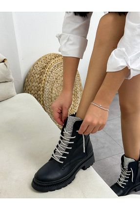 بوت / نیم بوت مشکی زنانه پاشنه تخت ERVANIN BUTİĞİ - کد 355681420