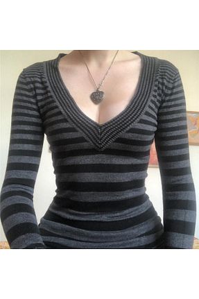 پلیور طوسی زنانه رگولار Butik101 - کد 864110025