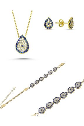 ست نقره طلائی زنانه زیرکن Inure Jewelry - کد 824308348