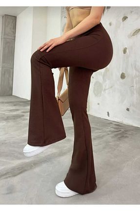 ساق شلواری قهوه ای زنانه بافت THEHAPPYCHİC - کد 864158074