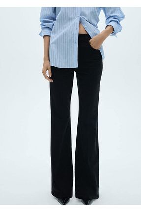 شلوار جین مشکی زنانه رگولار MANGO - کد 860272660