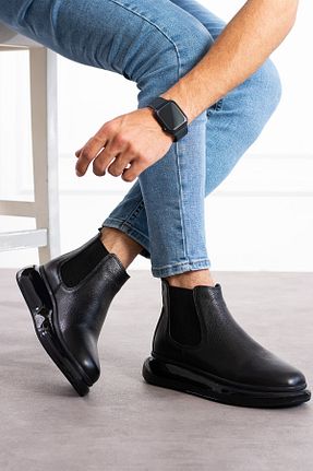 بوت / نیم بوت مشکی مردانه چرم خالص Safari Ayakkabı - کد 864238056