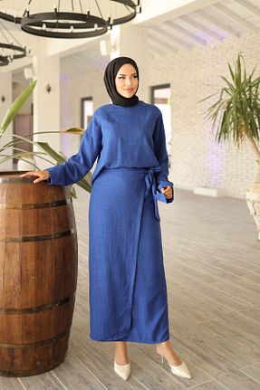ست بالاتنه و پائین تنه سرمه ای زنانه بافتنی The Moda - کد 864309961
