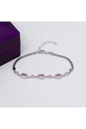 دستبند نقره صورتی زنانه 925 عیار NAGISS - کد 766209830