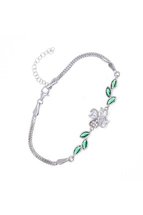 دستبند نقره سبز زنانه 925 عیار NAGISS - کد 744741301