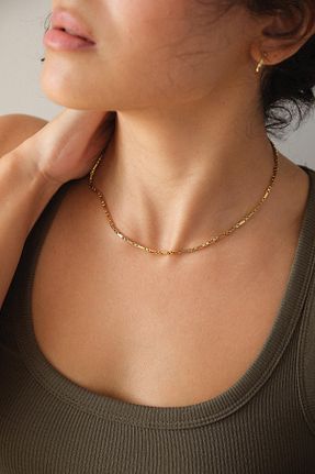 گردنبند استیل ( فولاد ) طلائی زنانه استیل ضد زنگ ByFlorya Jewelry - کد 861388647