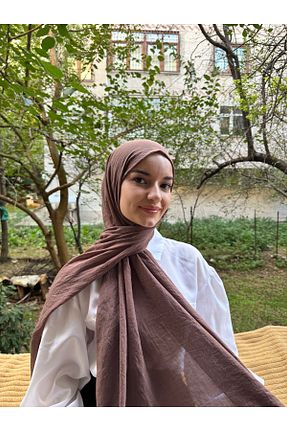 شال قهوه ای زنانه پنبه ای shalby - کد 864336259