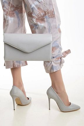 کفش استایلیتو طوسی پاشنه نازک SOFT FASHION - کد 298018364