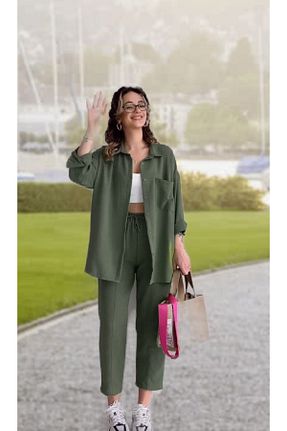 ست بالاتنه و پائین تنه خاکی زنانه بافتنی Toridas - کد 891705760