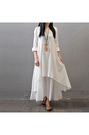 لباس سفید زنانه بافتنی Toridas - کد 826339167
