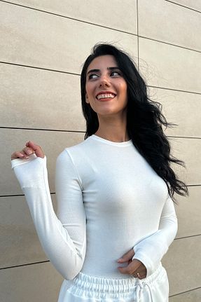بادی سفید زنانه یقه دوچرخه NN SISTER - کد 864406357