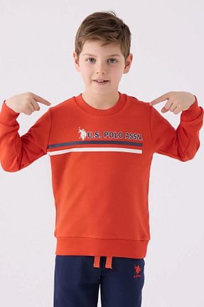 ست بالاتنه و پائین تنه نارنجی بچه گانه بافت U.S. Polo Assn. - کد 864678488