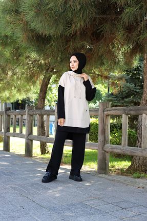 ست بالاتنه و پائین تنه حجاب مشکی زنانه Straight Pieef - کد 864418030