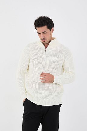 پلیور سفید مردانه ساده ferywear - کد 777106825