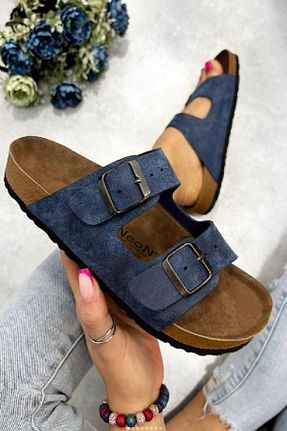 دمپائی سرمه ای زنانه چرم مصنوعی neon shoes - کد 304282526