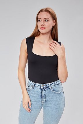 بادی مشکی زنانه یقه مربعی Maison La Femme - کد 863261909
