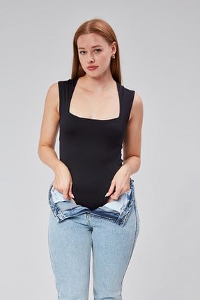 بادی مشکی زنانه یقه مربعی Maison La Femme - کد 863261909