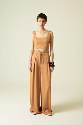 شلوار قهوه ای زنانه مخلوط ویسکون Rue - کد 839316352