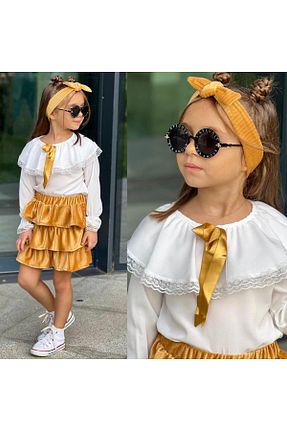ست بالاتنه و پائین تنه زرد بچه گانه بافتنی RAPAPA - کد 864687109