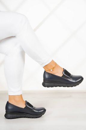 کفش کژوال سرمه ای زنانه چرم خالص Erkan Saçmacı - کد 861243405