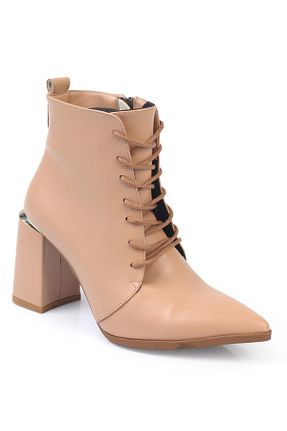 بوت / نیم بوت بژ زنانه پاشنه ضخیم ShoeTek - کد 864465406