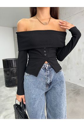 بلوز مشکی زنانه ساده BİKELİFE - کد 861664556