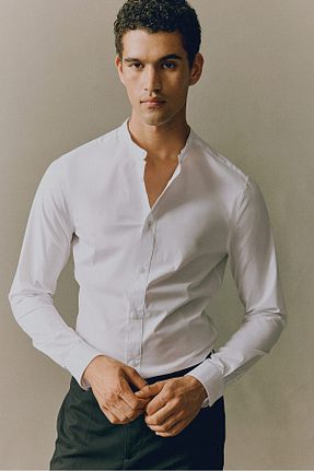 پیراهن سفید مردانه اسلیم فیت H&M - کد 864480045