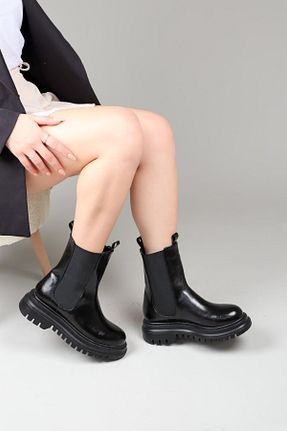 بوت / نیم بوت مشکی زنانه چرم مصنوعی Birikon - کد 864485579