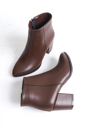 بوت / نیم بوت قهوه ای زنانه چرم مصنوعی öz se shoes - کد 864509291