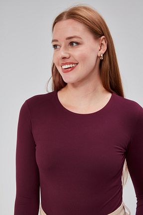 بادی زرشکی زنانه یقه دوچرخه Maison La Femme - کد 863217292