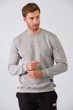 سوئیشرت طوسی مردانه ساده aziso - کد 781501812