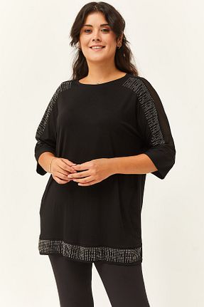 بلوز سایز بزرگ مشکی زنانه سایز بزرگ Ebsumu - کد 679235199